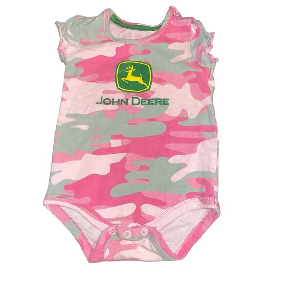 John Deere Tractor 6-9 months Baby Camo One Piece Short Sleeve Camouflage Pink - Picture 11 of 11
